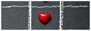 Šachovnica s červenými srdci (Obraz 90x30cm)