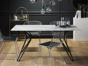 Jedálenský stôl čierny presklený tvrdené sklo, mramorový efekt, obdĺžnikový tvar 160 x 90 cm, moderný dizajn