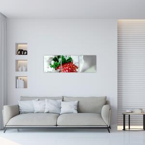 Obraz jahody v jogurte (Obraz 90x30cm)