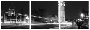 Čiernobiely obraz Londýna - Big ben (Obraz 90x30cm)