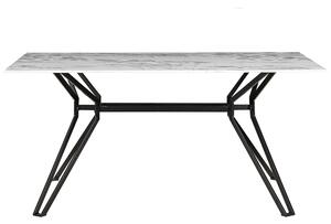 Jedálenský stôl čierny presklený tvrdené sklo, mramorový efekt, obdĺžnikový tvar 160 x 90 cm, moderný dizajn