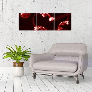 Abstraktný obraz - červené srdce (Obraz 90x30cm)