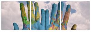 Obraz - mapa sveta na dlani (Obraz 90x30cm)