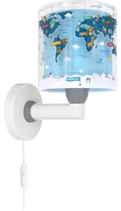 Dalber 40679 - Detské nástenné svietidlo WORLD 1xE27/15W/230V modré