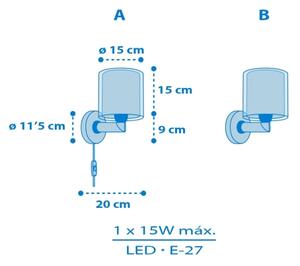 Dalber 40679 - Detské nástenné svietidlo WORLD 1xE27/15W/230V modré