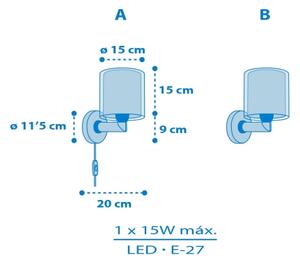 Dalber 41579T - Detská nástenná lampa BABY TEDDY 1xE27/15W/230V modrá