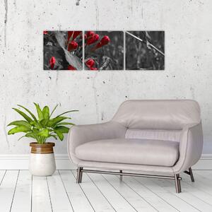 Červené kvety - moderné obrazy (Obraz 90x30cm)