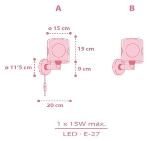 Dalber 60919 - Detská nástenná lampa PRINCESS DANCE 1xE27/15W/230V ružová