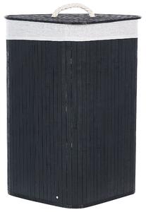 Úložný kôš čierny bambusové drevo s vekom kôš na bielizeň boho dizajn doplnky do domácnosti