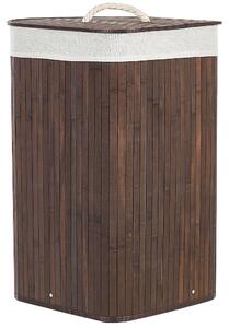Úložný kôš tmavé bambusové drevo s vekom kôš na bielizeň boho dizajn doplnky do domácnosti