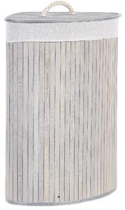 Úložný kôš svetlosivý bambusové drevo s vekom kôš na bielizeň boho dizajn doplnky do domácnosti