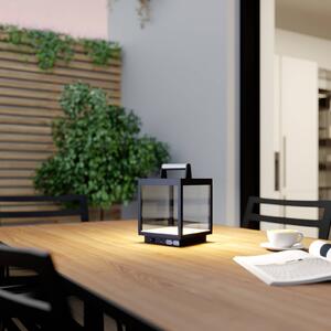 Nabíjateľná stolová lampa Lucande LED Cube, hliník, USB, IP54, stmievateľná