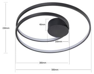 Brilagi- LED stmievateľné stropné svietidlo TWISTER LED/48W/230V pr. 50 cm čierna + diaľkové ovládanie