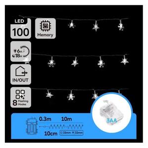 Aigostar - LED vonkajší svetelný reťazec 100xLED/8 funkcií 3xAA 10 m IP44 studená biela