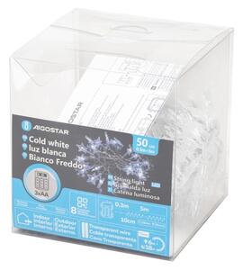 Aigostar - LED vonkajší vianočný reťaz 50xLED/8 funkcií 3xAA 5 m IP44 studená biela