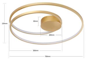 Brilagi- LED stmievateľné stropné svietidlo TWISTER LED/75W/230V pr. 70 cm zlaté + diaľkové ovládanie