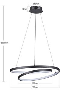 Brilagi-LED Stmievateľný závesný luster na lanku TWISTER LED/48W/230V pr. 50 cm čierna +DO