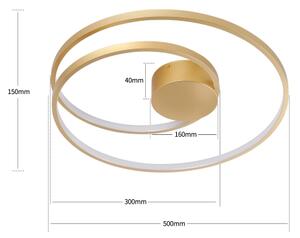 Brilagi- stmievateľné LED stropné svietidlo TWISTER LED/48W/230V pr. 50 cm zlaté + diaľkový ovládač