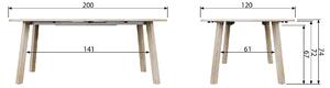 Drevený rozkladací stôl Lange Jan 75 × 120 × (120/ 160/ 200) cm WOOOD