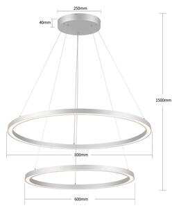 Brilagi-LED stmievateľný závesný luster na lanku PORTOFINO LED/98W/230V pr. 80 cm strieborný s diaľkovým ovládaním