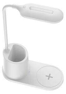 LED Stolná lampa LED/3W/5V s bezdrôtovým nabíjaním biela