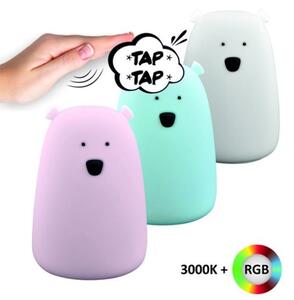 LED RGB Detská dotyková lampička BEAR LED/0,8W/5V ružová + USB