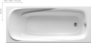 Ravak - Akrylátová obdĺžniková vaňa Vanda II, 160x70 cm - biela
