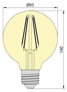 LED Žiarovka CLASIC AMBER G95 E27/8W/230V 2200K - Brilagi