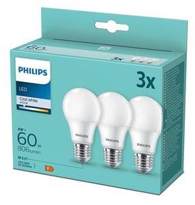 SADA 3x LED Žiarovka Philips A60 E27/8W/230V 4000K