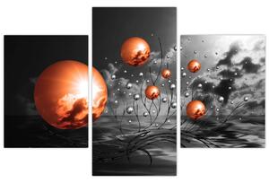 Abstraktné obrazy - oranžové gule (Obraz 90x60cm)