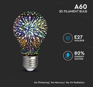 LED 3D Dekoračná žiarovka FILAMENT A60 E27/3W/230V 3000K
