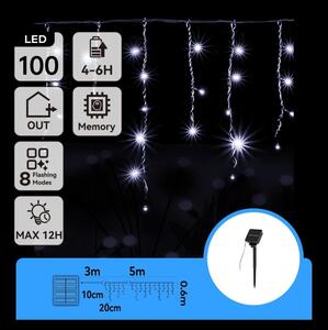 Aigostar - LED solárny reťazec 100xLED/8 funkcií 8x0,6m IP65 studená biela