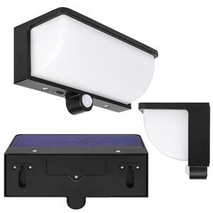 MasterLED Solárne vonkajšie nástenné svietidlo Logon, 3W, 250 lm, 4000K, PIR senzor, IP54, čierna farba