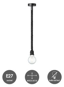 Luster na lanku LEONARDO ROPE 1xE27/10W/230V čierna