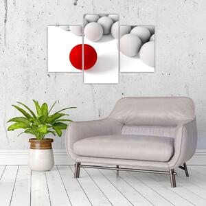 Červená guľa medzi bielymi - abstraktný obraz (Obraz 90x60cm)