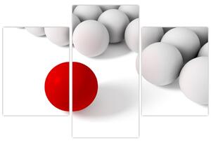 Červená guľa medzi bielymi - abstraktný obraz (Obraz 90x60cm)