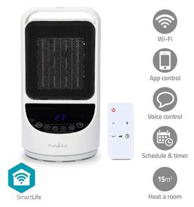 Nedis HTFA22WTW - Ventilátor s výhrevným telesom 1000/1500W/230V Wi-Fi Tuya + DO