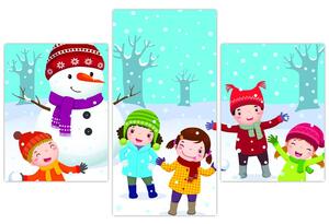 Obraz detí na snehu (Obraz 90x60cm)