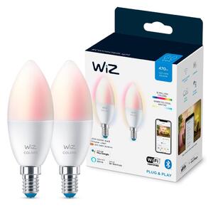 SADA 2x LED RGBW Stmievateľná žiarovka C37 E14/4,9W/230V 2200-6500K Wi-Fi - WiZ