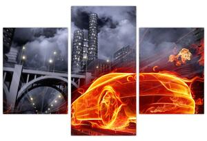 Moderný obraz - ohnivé auto (Obraz 90x60cm)