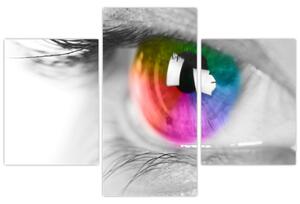 Moderný obraz: farebné oko (Obraz 90x60cm)
