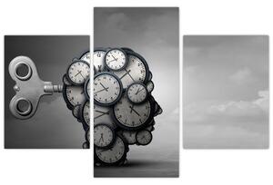 Umelecký obraz hlavy s hodinami (90x60 cm)