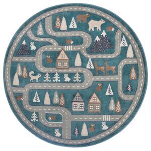 Hanse Home Detský koberec Adventures 105967 Blue Grey kruh - 140x140 (priemer) kruh cm
