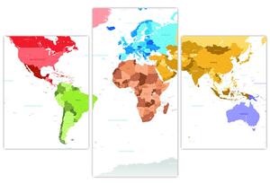 Obraz - farebná mapa sveta (Obraz 90x60cm)
