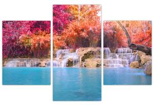 Obraz vodopádu a farebné prírody (Obraz 90x60cm)