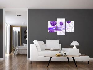 Obraz fialových kvetov a bielych gulí (Obraz 90x60cm)