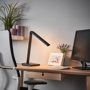 Stolná LED lampa Lindby Kuno, čierna, USB, dotykový stmievač