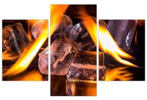 Obraz ľadových kociek v ohni (Obraz 90x60cm)