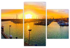 Obraz prístavu pri zapadajúcom slnku (Obraz 90x60cm)