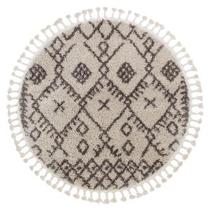Dywany Łuszczów , Kusový koberec Berber Tanger B5940 cream and brown kruh, 160x160 (priemer) kruh, biela, obývacia izba